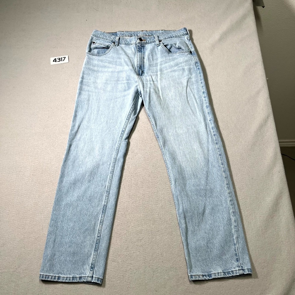 Wrangler Five Star‎ Jeans Mens 34x30 Blue Denim Stretch Light Wash Regular Fit